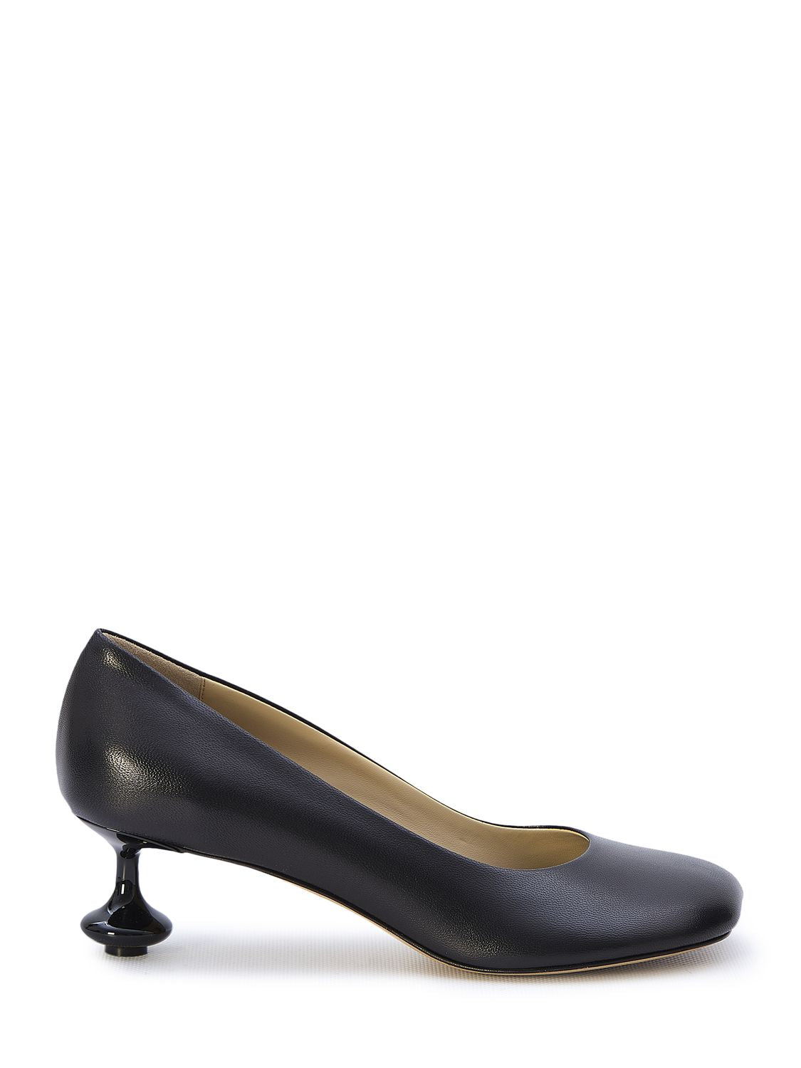 Black Petal-Toe Pumps with Lacquered Toy Heel