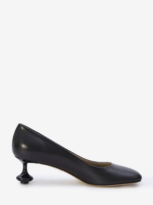 Black Petal-Toe Pumps with Lacquered Toy Heel