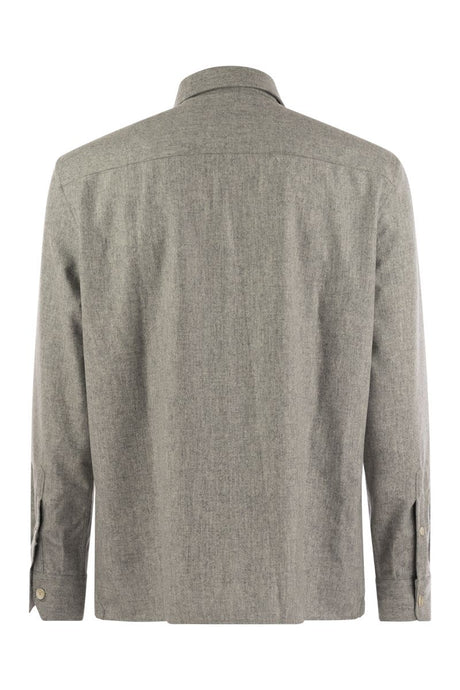 BRUNELLO CUCINELLI Elegant Light Grey Wool Shirt