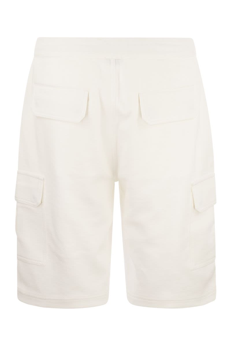 男士白色棉质阔腿短裤（SS24系列）