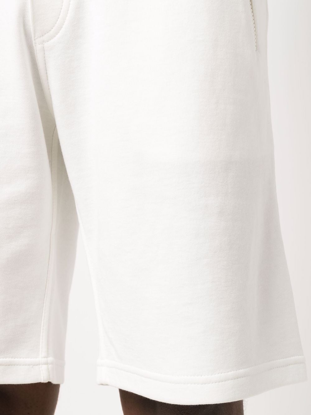 BRUNELLO CUCINELLI White Cotton Drawstring Track Shorts for Men