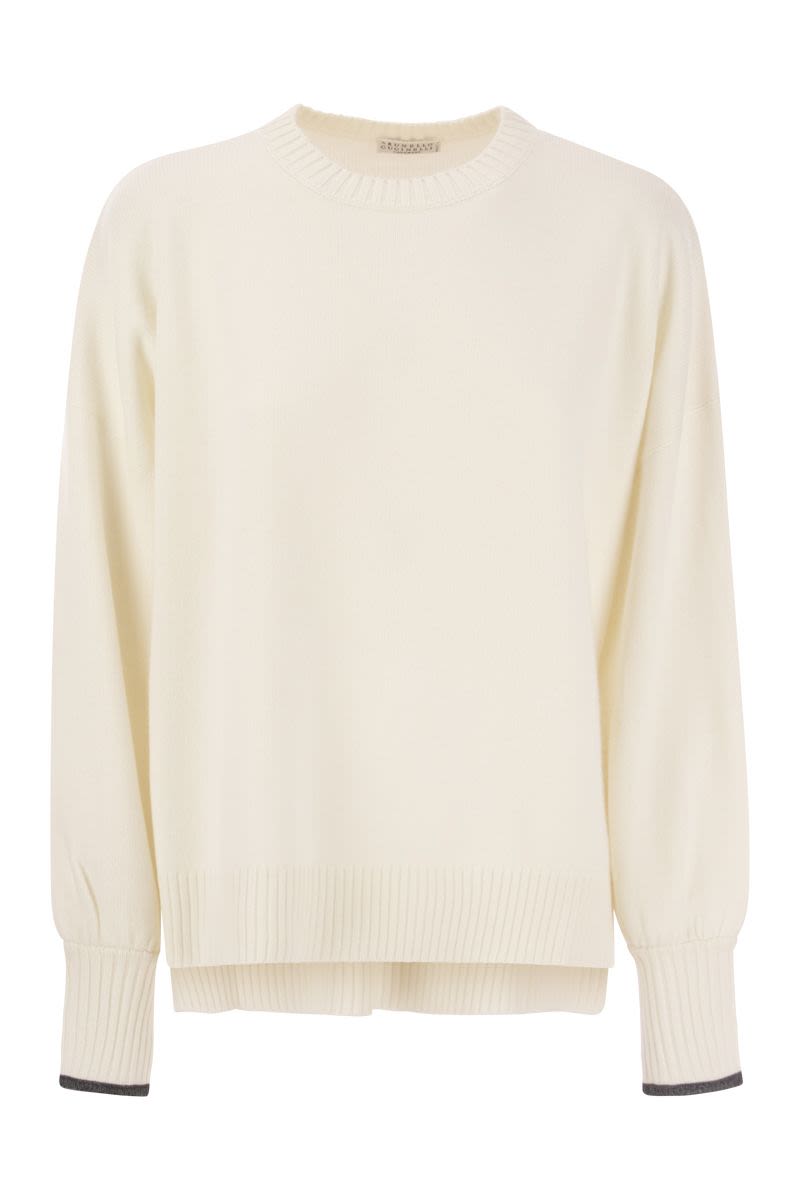 BRUNELLO CUCINELLI Luxurious Cashmere Knit with Shiny Embellished Cuffs for Women - FW23