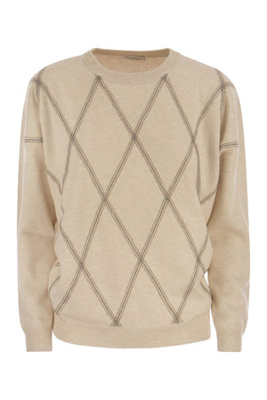BRUNELLO CUCINELLI Luxurious Beige Crew-Neck Sweater for Women - FW23