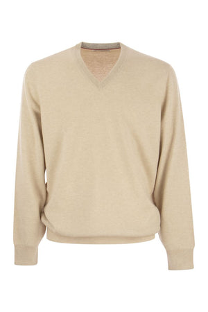 Cashmere V-Neck Sweater cao cấp cho nam - SAND