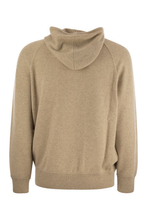 BRUNELLO CUCINELLI Men's Cashmere Hooded Sweater in Beige for FW23