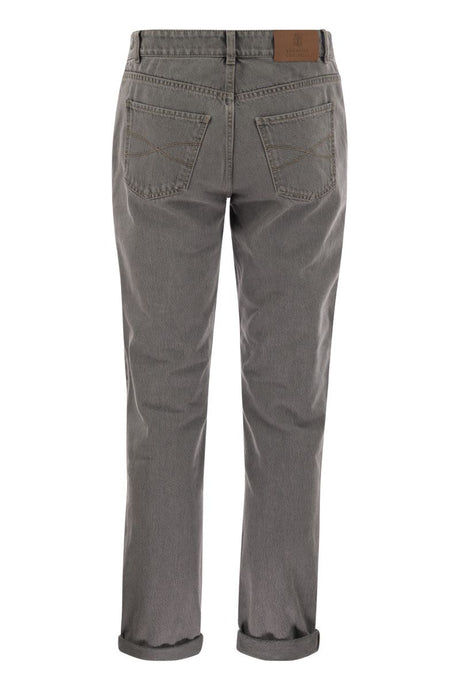 BRUNELLO CUCINELLI Classic Grey Denim Five-Pocket Pants