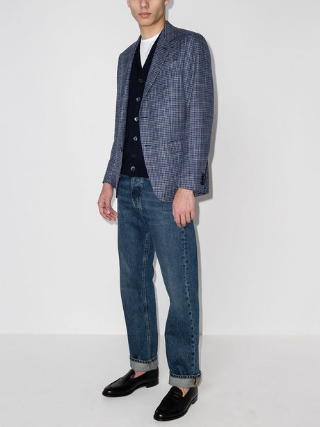 BRUNELLO CUCINELLI Luxurious Men's Fine Knit Wool Cardigan - Deep Navy Blue