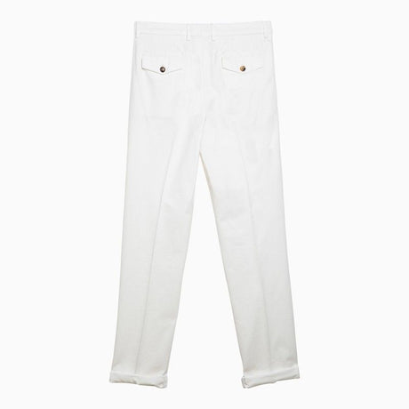 White Cotton Regular Pants for Men - SS24 Collection