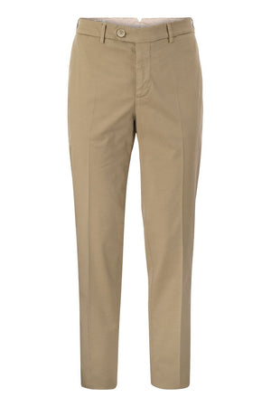 Men's Cotton Gabardine Beige Trousers - SS24 Italian Fit