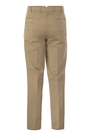 Men's Cotton Gabardine Beige Trousers - SS24 Italian Fit
