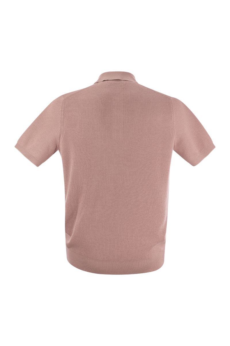 軽量リブコットンポロスタイルTシャツ - アンティークローズ（男性用）- SS24