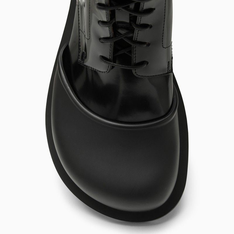 男士原宇翔麦颂：100%真皮橡胶底材制作的黑色系带脚踝靴
