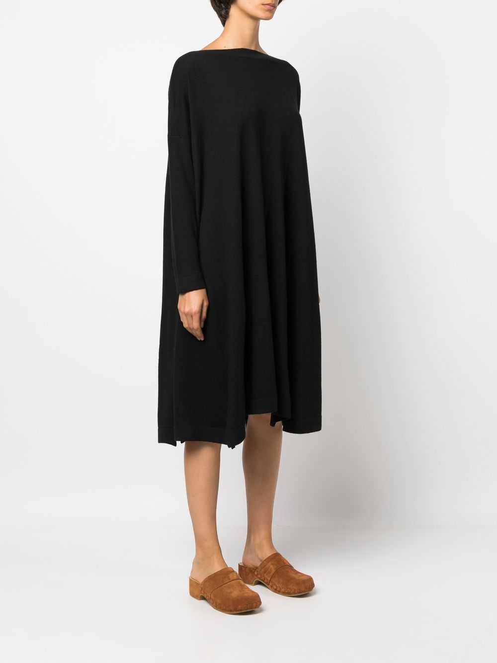 Flared Knit Dress - Oversized Wool Short Dress for Women