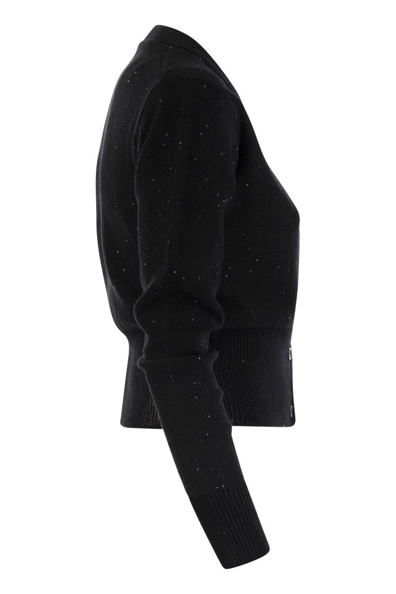 FABIANA FILIPPI Black Sequin Short Cardigan for Women