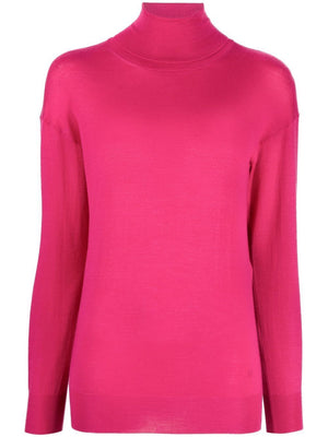 Pink & Purple Ribbed Turtleneck Sweater