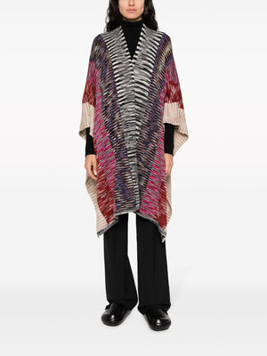 MISSONI Women's Black Mix-Print Wool Poncho for FW23