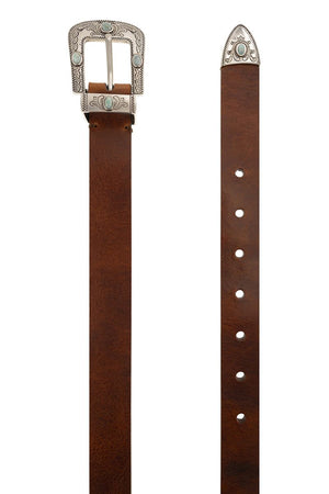 BRUNELLO CUCINELLI Men's Western Style Calfskin Pull-Up Belt in Brown - Vintage Touch