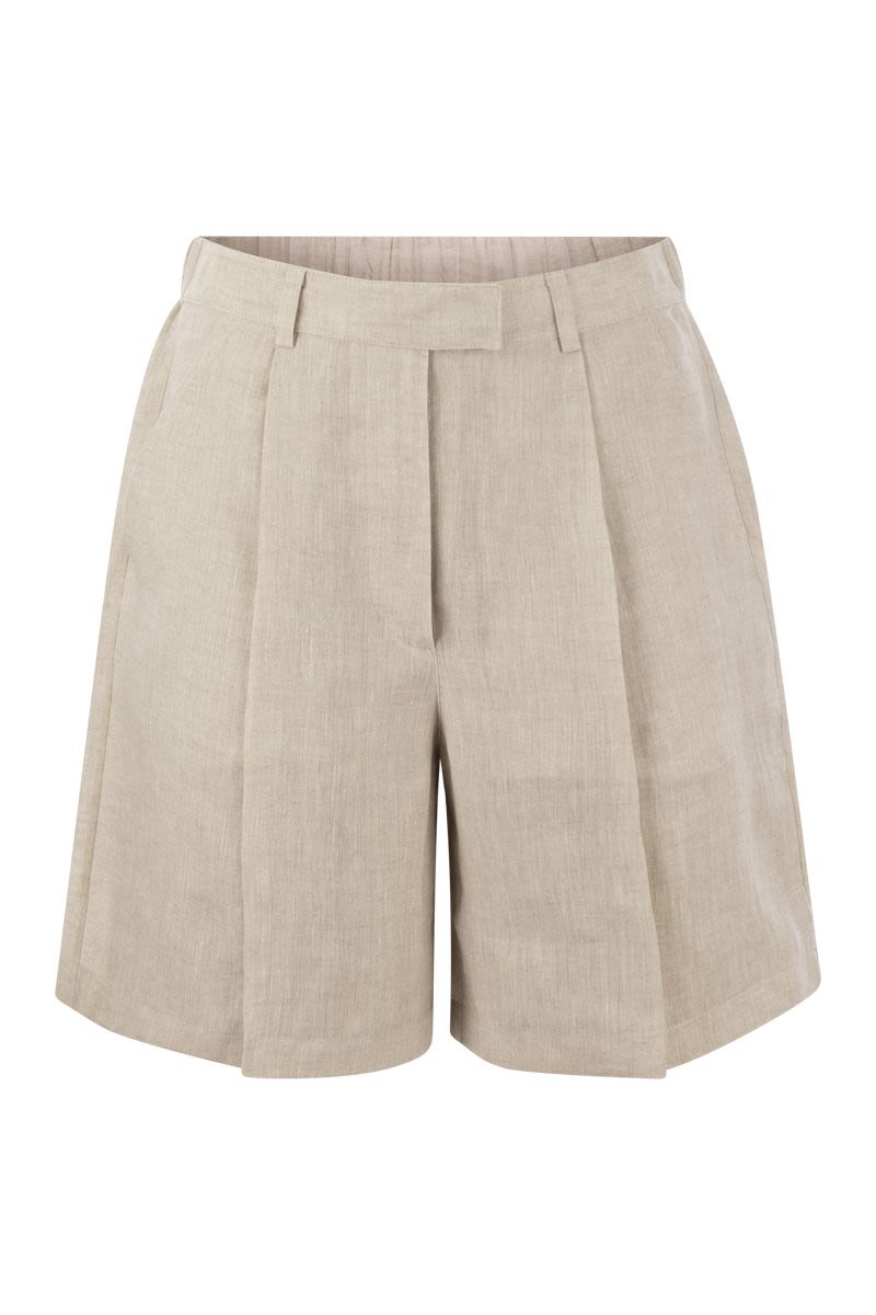 BRUNELLO CUCINELLI Natural Linen Shorts for Versatile Summer Outfits