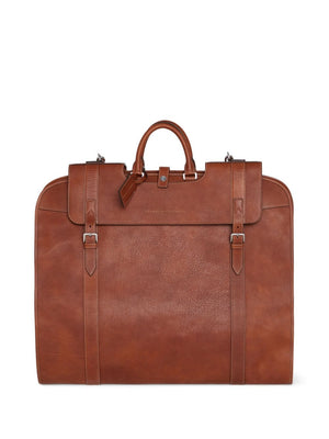 BRUNELLO CUCINELLI Chestnut Brown Leather Handbag for Men SS24