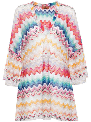 MISSONI Semi-Sheer Zigzag Pattern Short Cover-Up for Women