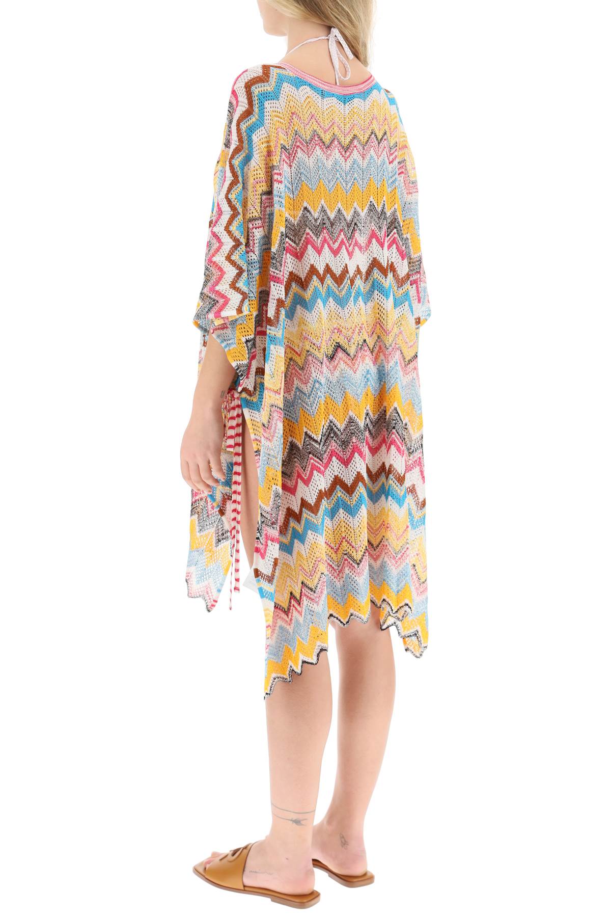Multicolor Herringbone Knit Poncho Cover-Up - SS23