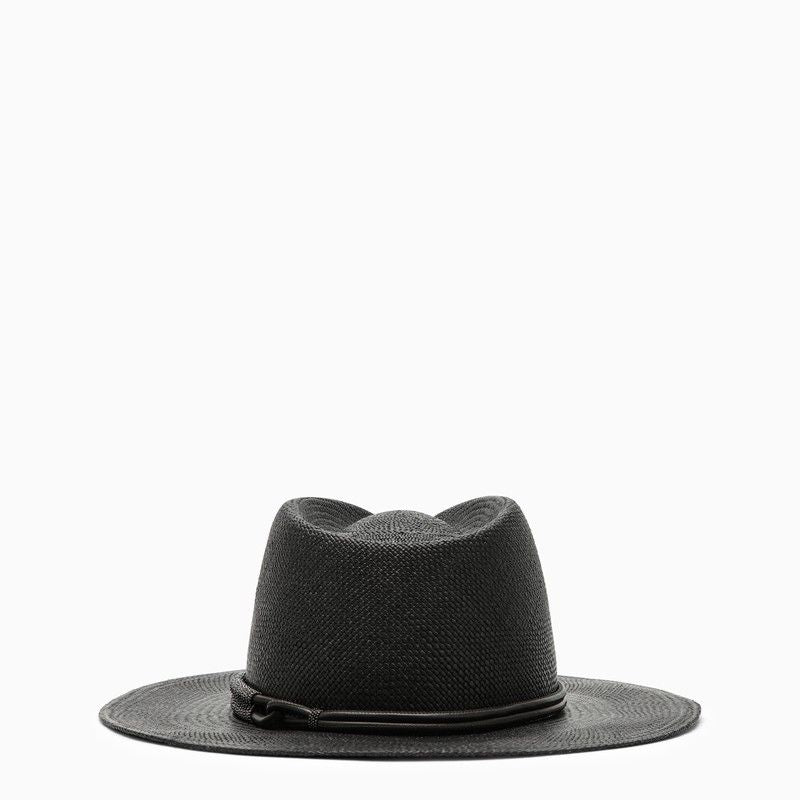 黑色草帽女士帽带皮革和珠子头带