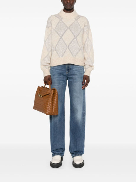 BRUNELLO CUCINELLI Elegant Neutral Toned Wool-Mohair Sweater