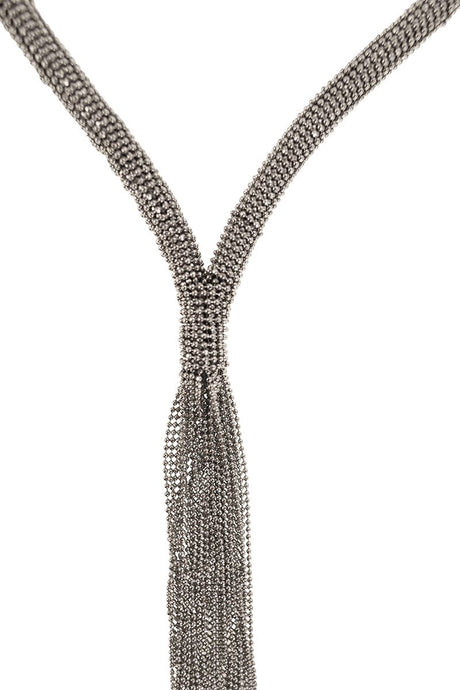 BRUNELLO CUCINELLI Elegant Tie Fringe Necklace - 54 cm