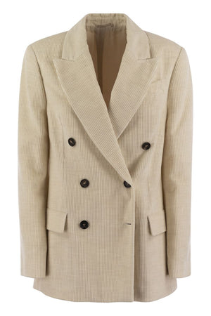 BRUNELLO CUCINELLI COTTON BLEND DOUBLE-BREASTED JACKET