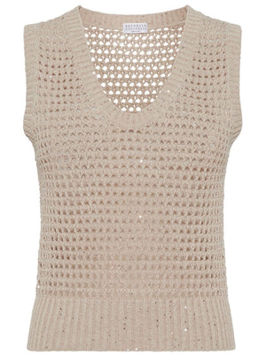 BRUNELLO CUCINELLI Magenta Knit Top for Women | SS24 Collection