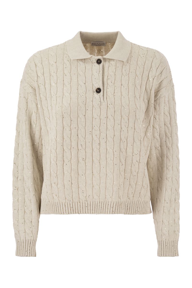 BRUNELLO CUCINELLI Feminine Twist Cotton Polo-Style Shirt for SS24