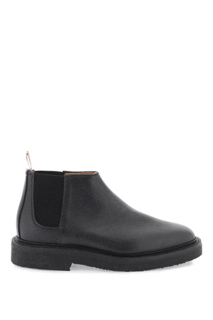 THOM BROWNE Men's Leather Mid Top Chelsea Boots - Black (FW23)