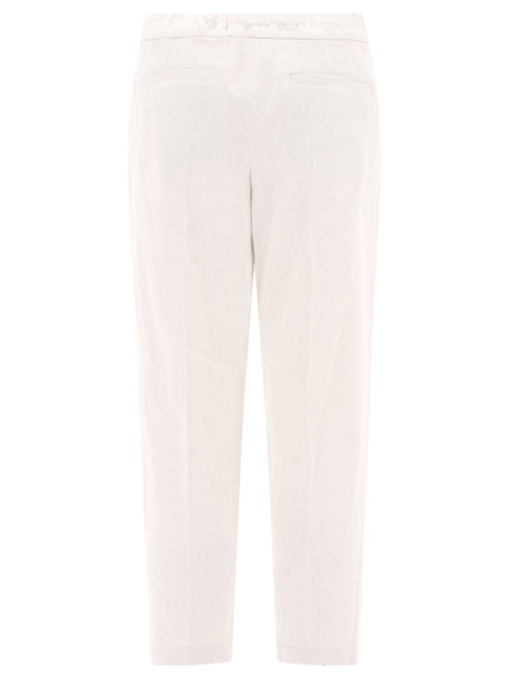 BRUNELLO CUCINELLI Slouchy White Gabardine Trousers for Women