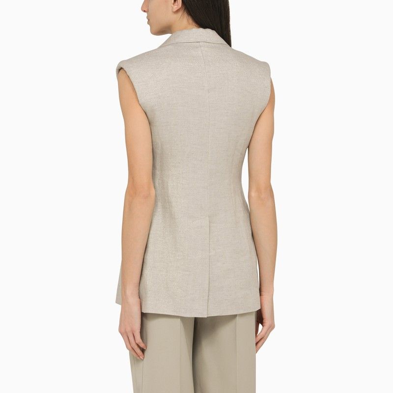 BRUNELLO CUCINELLI Light Grey Linen Waistcoat for Women | SS24 Collection