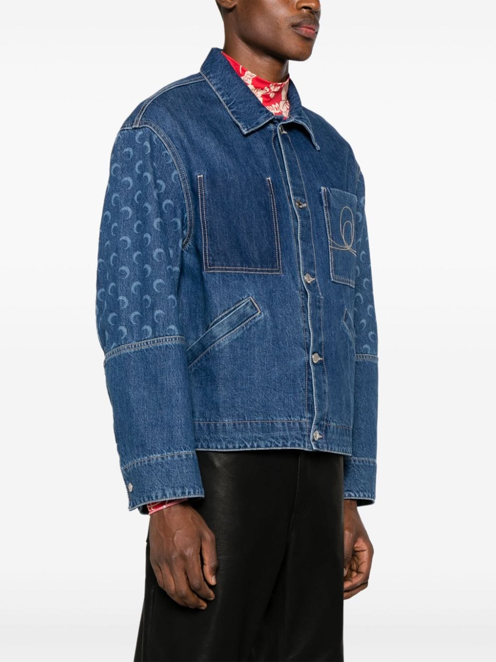 インディゴブルー デニム ボックスジャケット - 男性用 SS24 ファッション