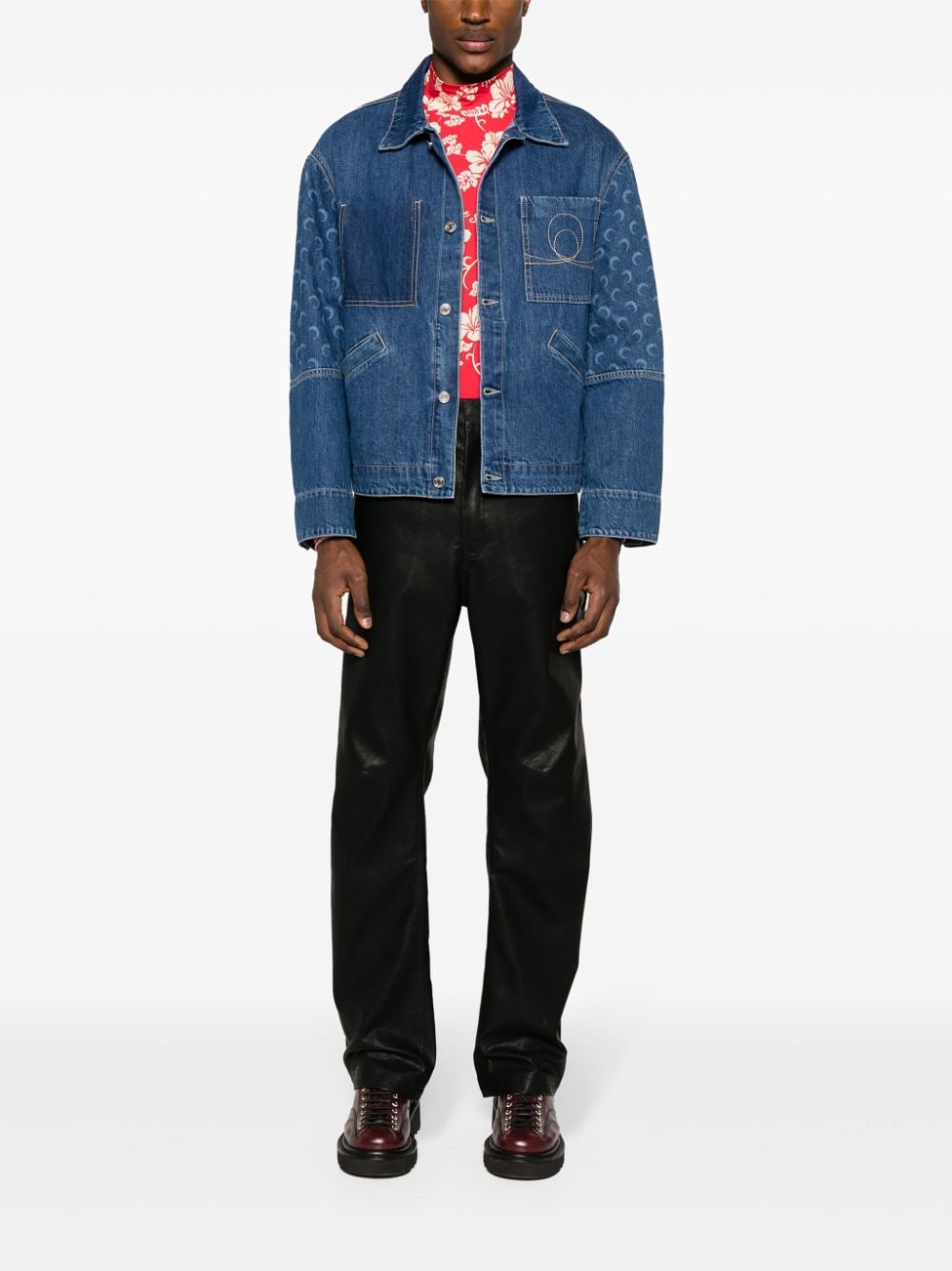 インディゴブルー デニム ボックスジャケット - 男性用 SS24 ファッション
