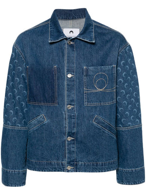 MARINE SERRE Indigo Blue Denim Boxy Jacket - Men's SS24 Fashion