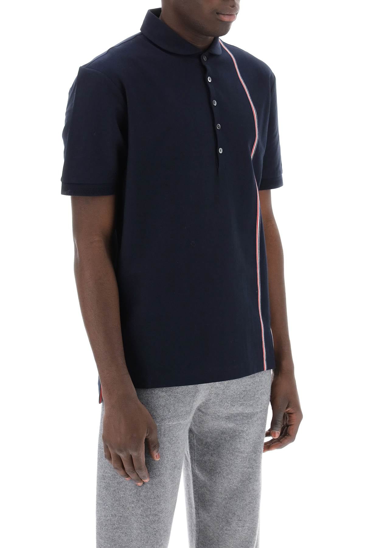 THOM BROWNE Men's Tricolor Intarsia Polo Shirt for SS24