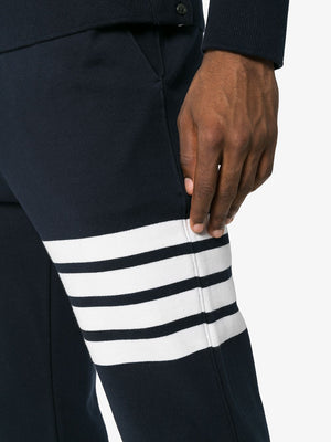 男士藍色純棉四條條紋運動長褲（FW23）