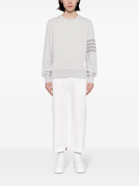 THOM BROWNE Mens LTGREY Crew Neck Sweatshirt in Classic Loopback for SS24