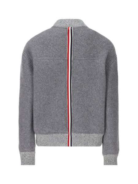 THOM BROWNE Men's Gray Wool Bomber Jacket - FW23 Collection
