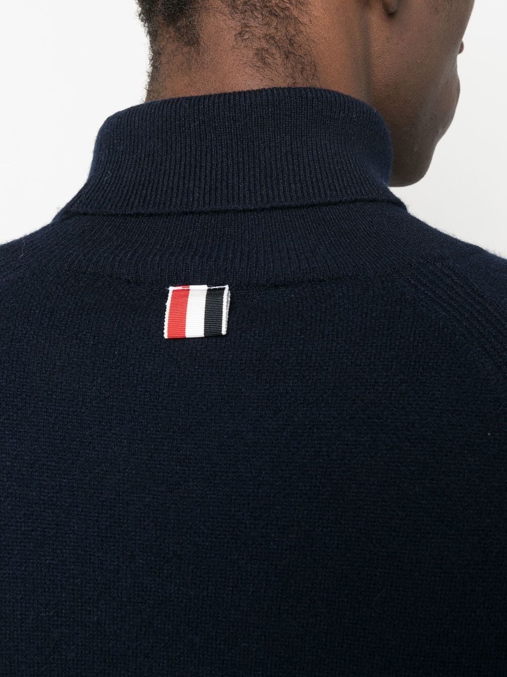 THOM BROWNE Men's Cashmere Turtleneck Sweater in Navy Blue for FW23