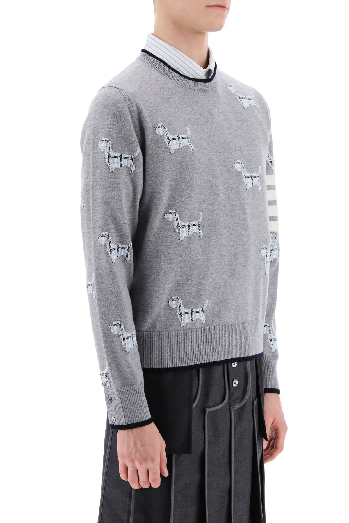 Men's Wool Sweater with Hector Pattern in Grey