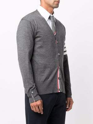 男士FW23原创灰色4条条纹针织开衫