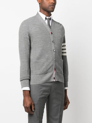 男士FW23条纹针织开衫 - 灰色