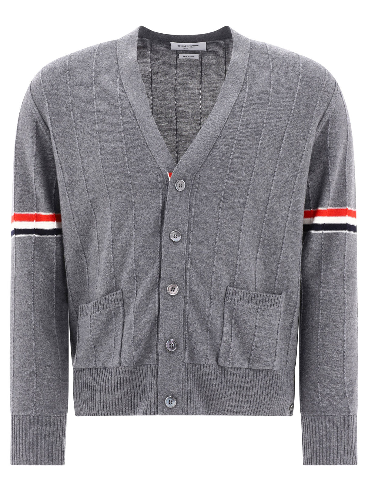 男士原色邊疆針織開衫-灰色, SS24款式
