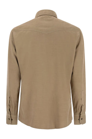 BRUNELLO CUCINELLI Stylish Men's Corduroy Shirt - Relaxed Fit with Western-Inspired Details