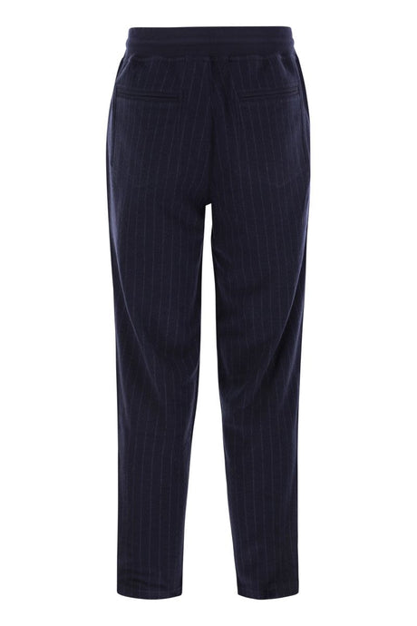 BRUNELLO CUCINELLI Luxury Double Pinstripe Drawstring Trousers