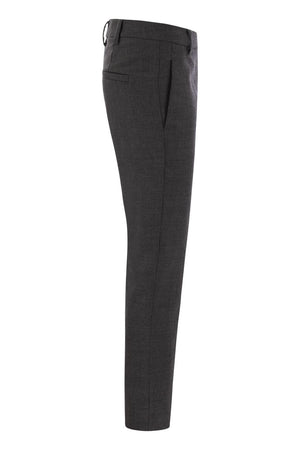BRUNELLO CUCINELLI STRETCH VIRGIN WOOL CIGARETTE TROUSERS WITH JEWELLERY