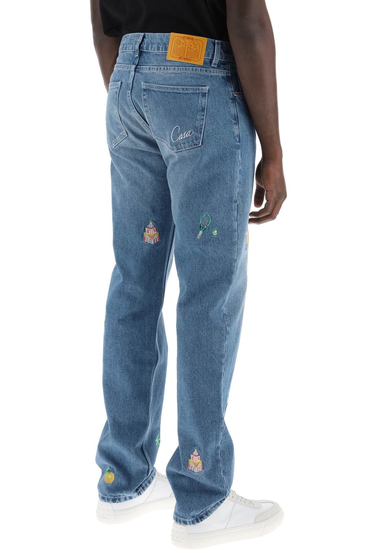 CASABLANCA Embroidered Straight Jeans for Men in Light Blue for SS24